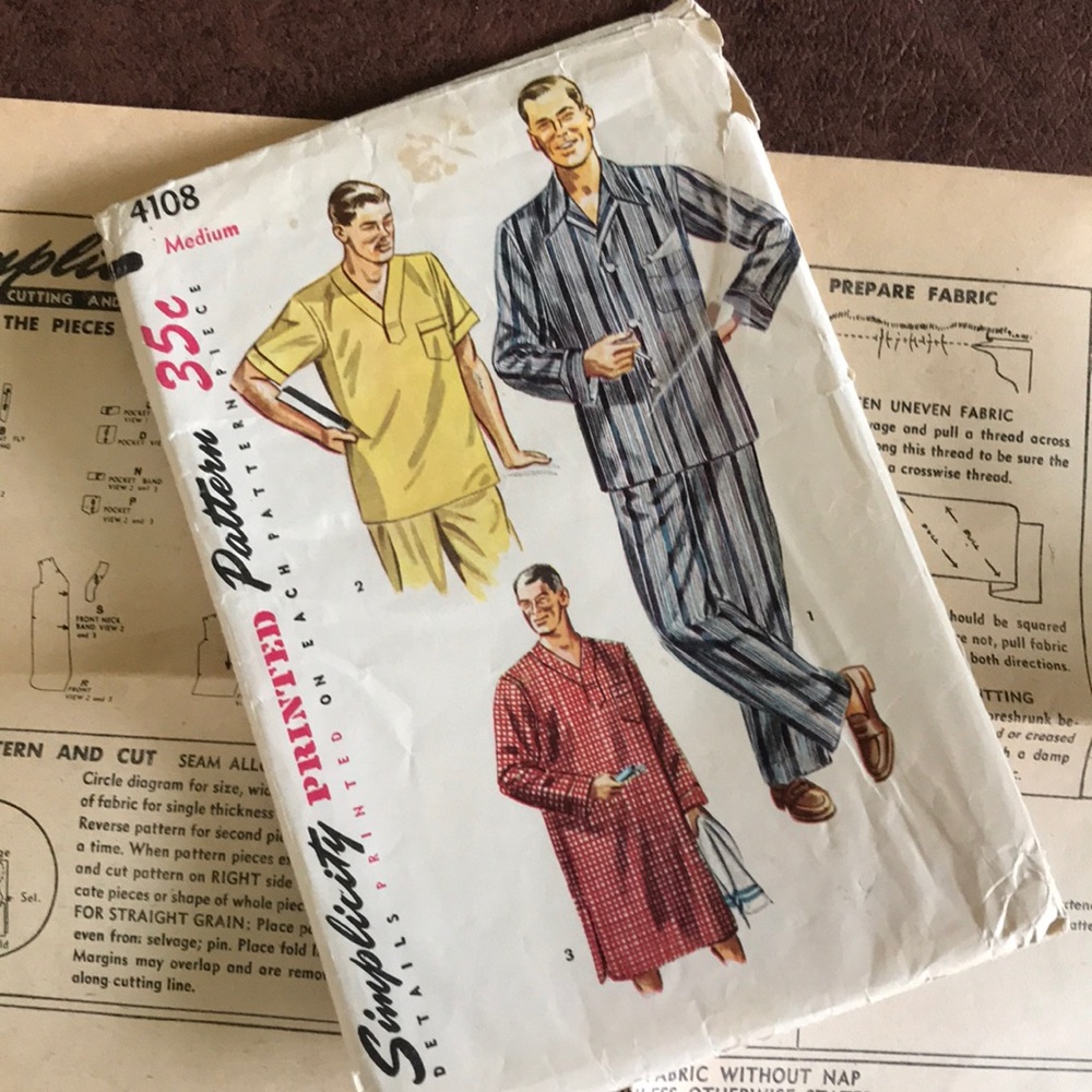VTG Simplicity Pattern 4108 Men’s Pajamas & Nightshirt